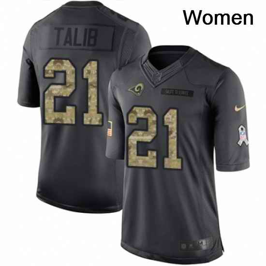 Womens Nike Los Angeles Rams 21 Aqib Talib Game Black Fashion NFL Jersey